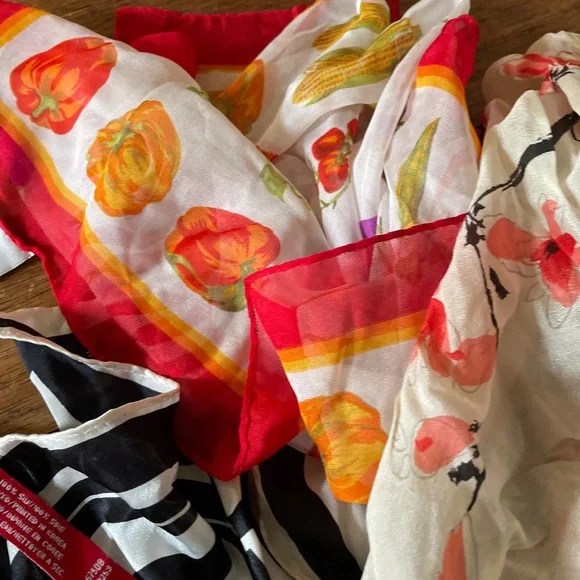 LOT of 5 scarves 4 are 100% Silk ,1 is Poly & 1 NWT Anne Klein, Vera, Echo, etc - Picture 4 of 8